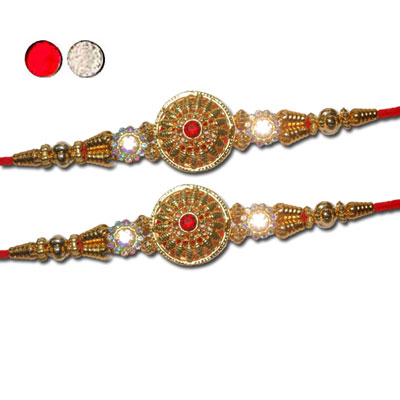 "Designer Fancy Rakhi - FR- 8370 A - Code 162 (2 RAKHIS) - Click here to View more details about this Product